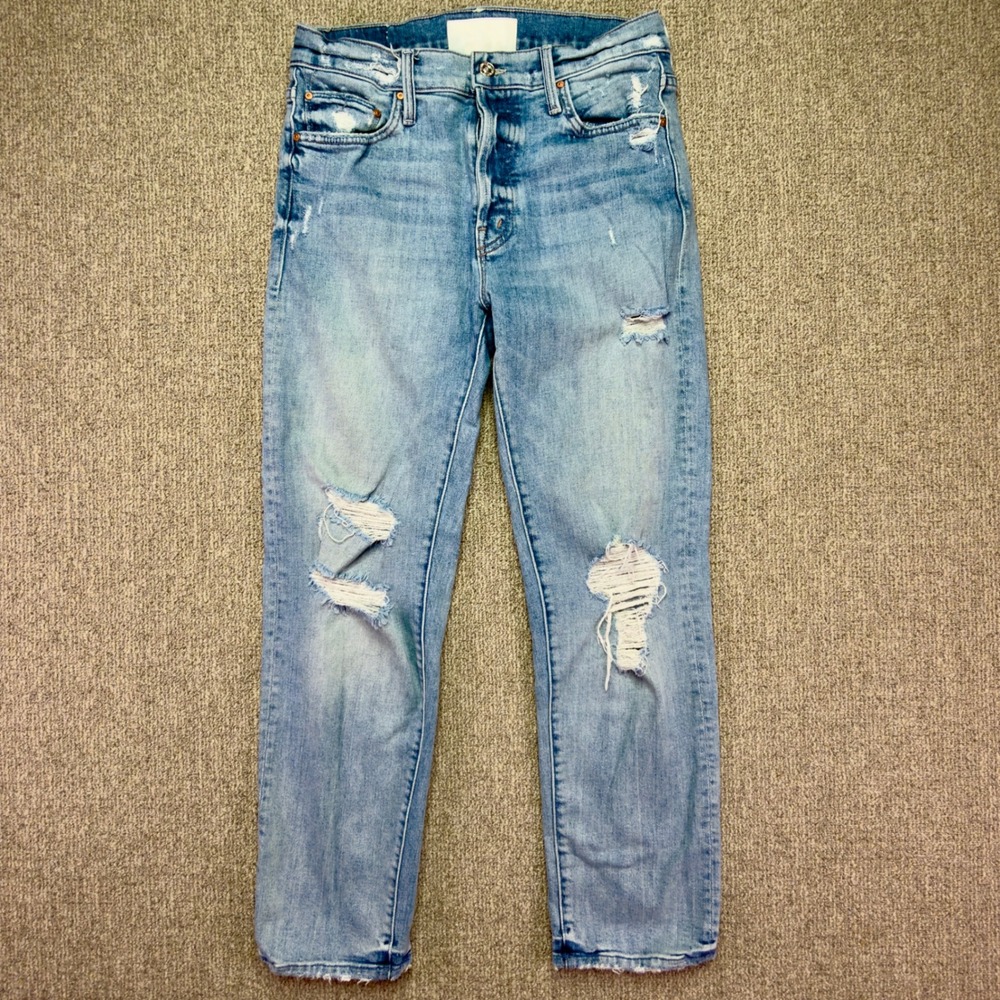 MOTHER The Scrapper Ankle Jeans Womens 26 Wicked Wild Calling Distressed NWOT